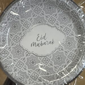 Lot de 6 assiettes Eid Mubarak - argenté