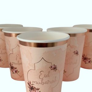 Lot de 6 gobelets "Eid Mubarak" rose